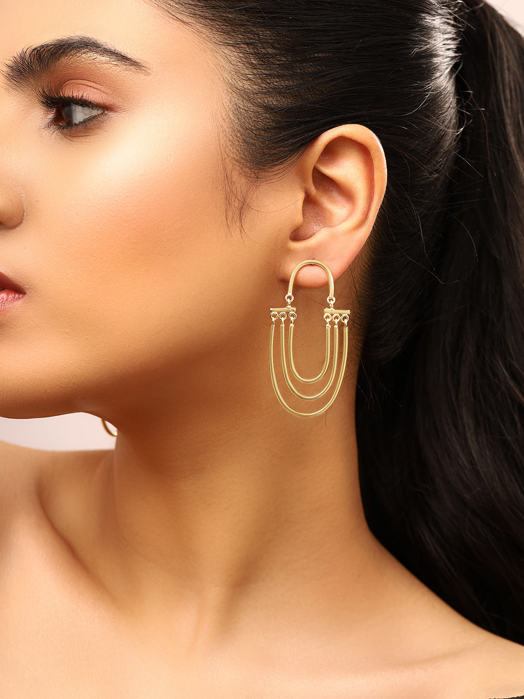 Priyaasi Gold Plated Stylish Layered Earrings
