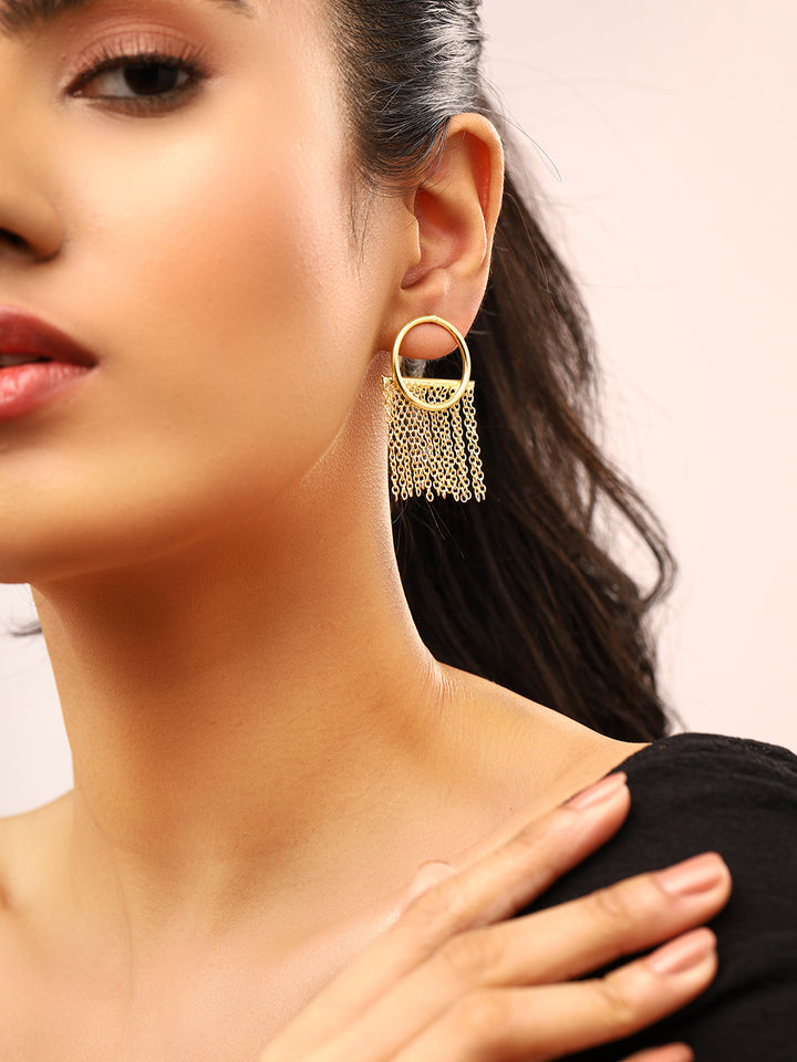 Priyaasi Gold Plated Chain Tassels Earrings