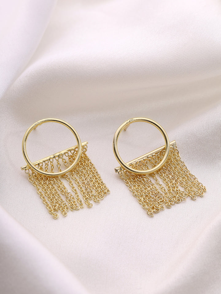 Priyaasi Gold Plated Chain Tassels Earrings