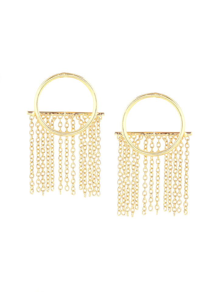 Priyaasi Gold Plated Chain Tassels Earrings