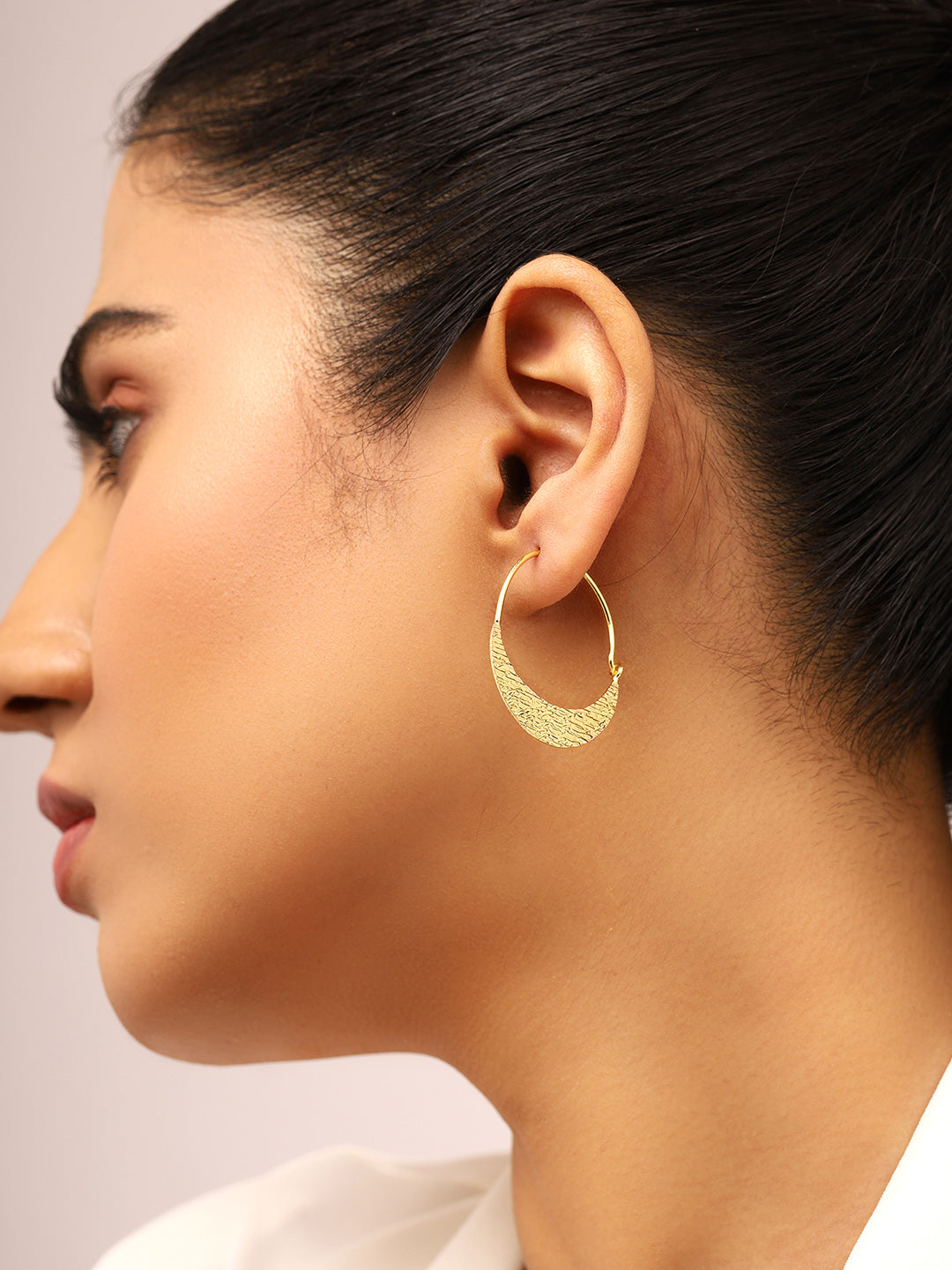 Priyaasi Simple Gold Plated Hoop Earrings