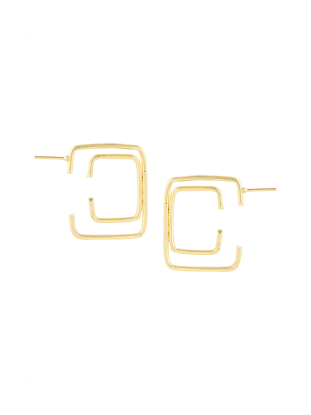 Priyaasi Square Gold Plated Hoops Earrings