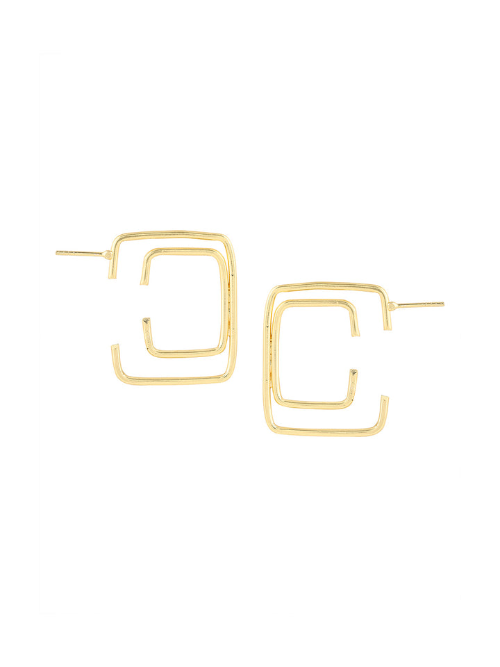 Priyaasi Square Gold Plated Hoops Earrings