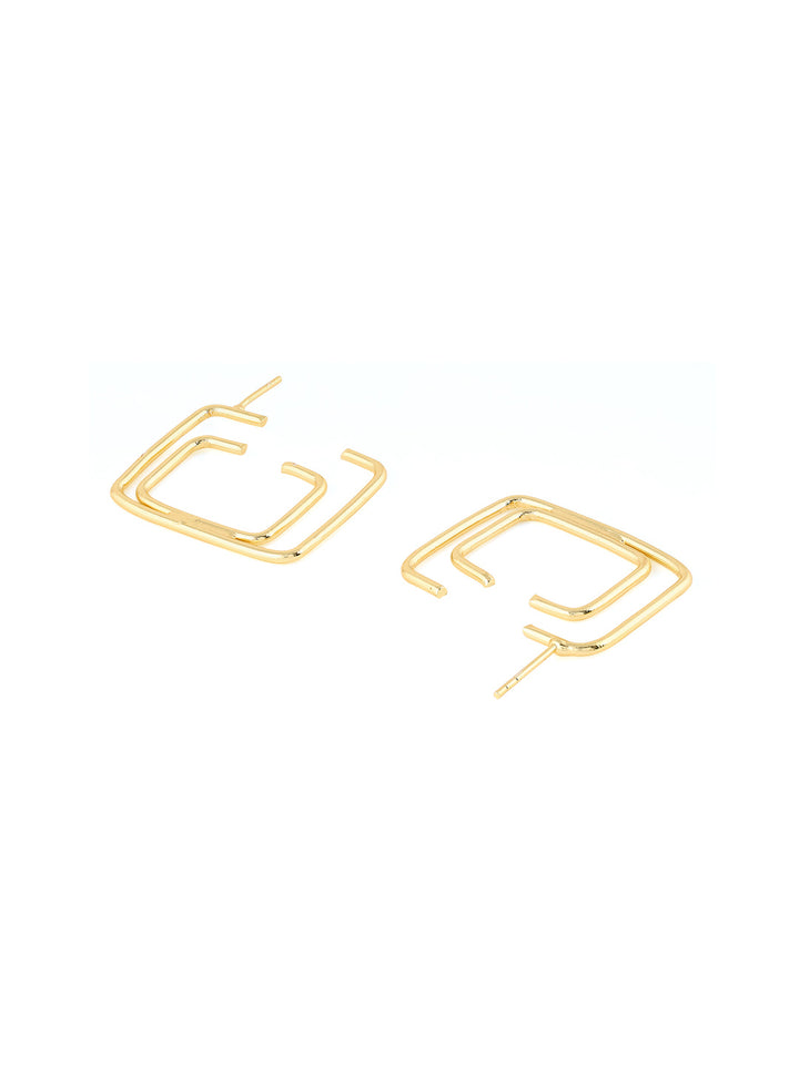 Priyaasi Square Gold Plated Hoops Earrings