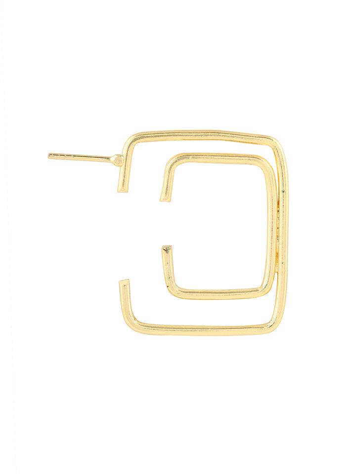 Priyaasi Square Gold Plated Hoops Earrings