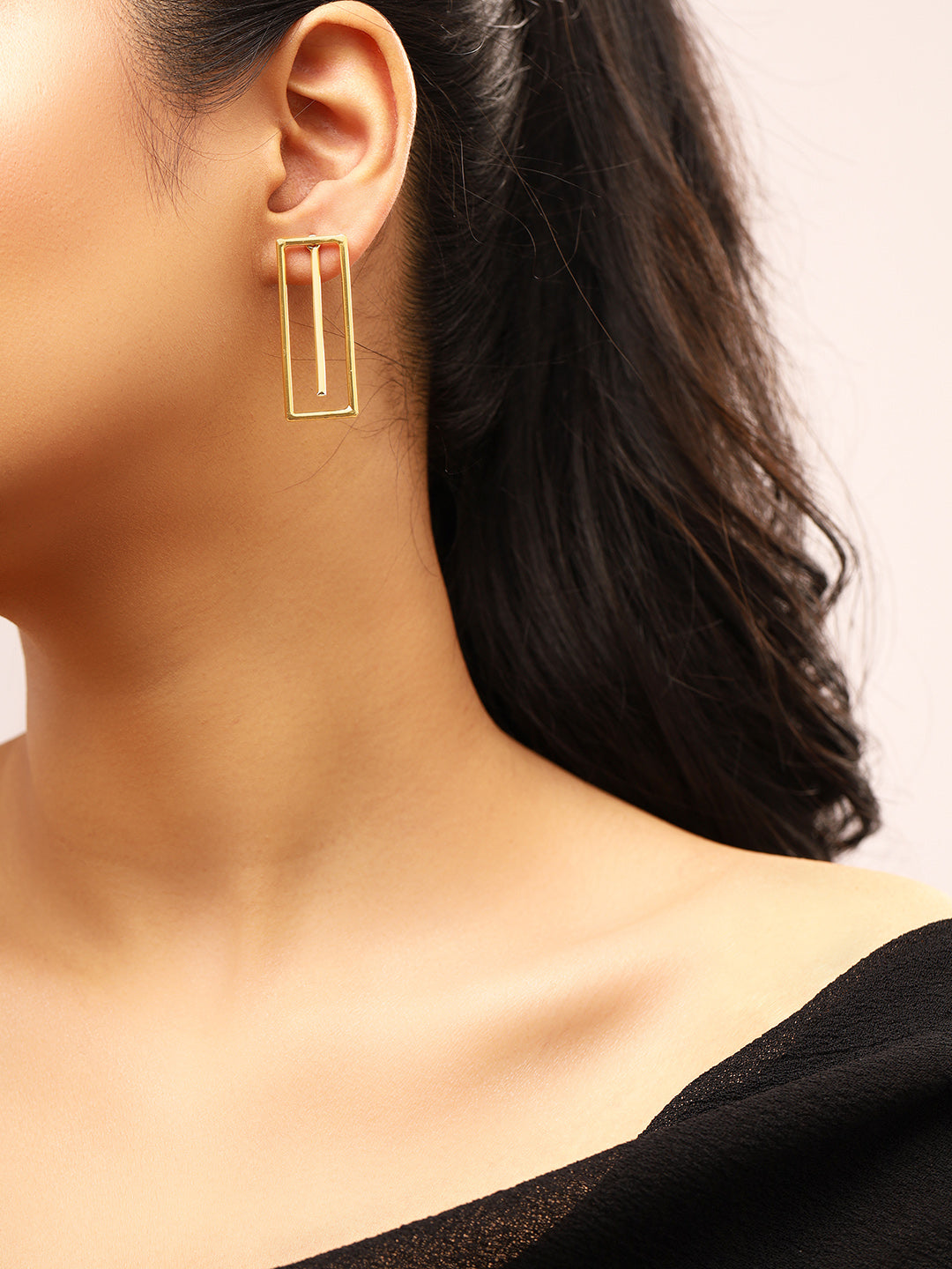 Priyaasi Rectangle Shaped Gold Plated Earrings