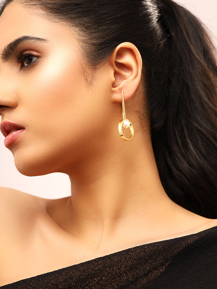 Priyaasi Gold Plated Statement Pearl Earrings