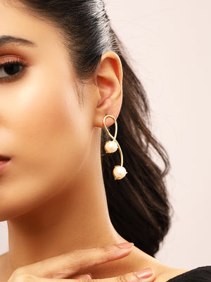 Priyaasi Gold Platedd Pearl Swirl Earrings