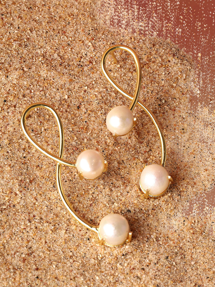 Priyaasi Gold Platedd Pearl Swirl Earrings