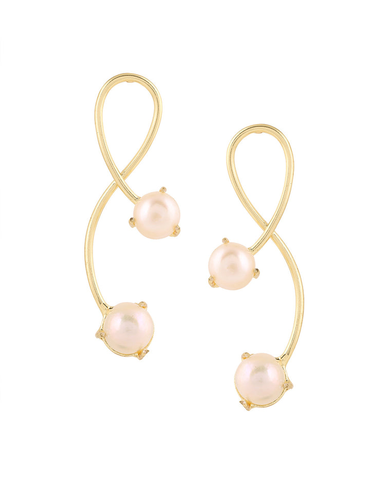 Priyaasi Gold Platedd Pearl Swirl Earrings