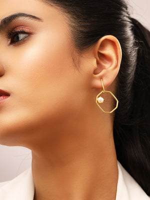 Priyaasi Drop Gold Plated Pearl Earrings