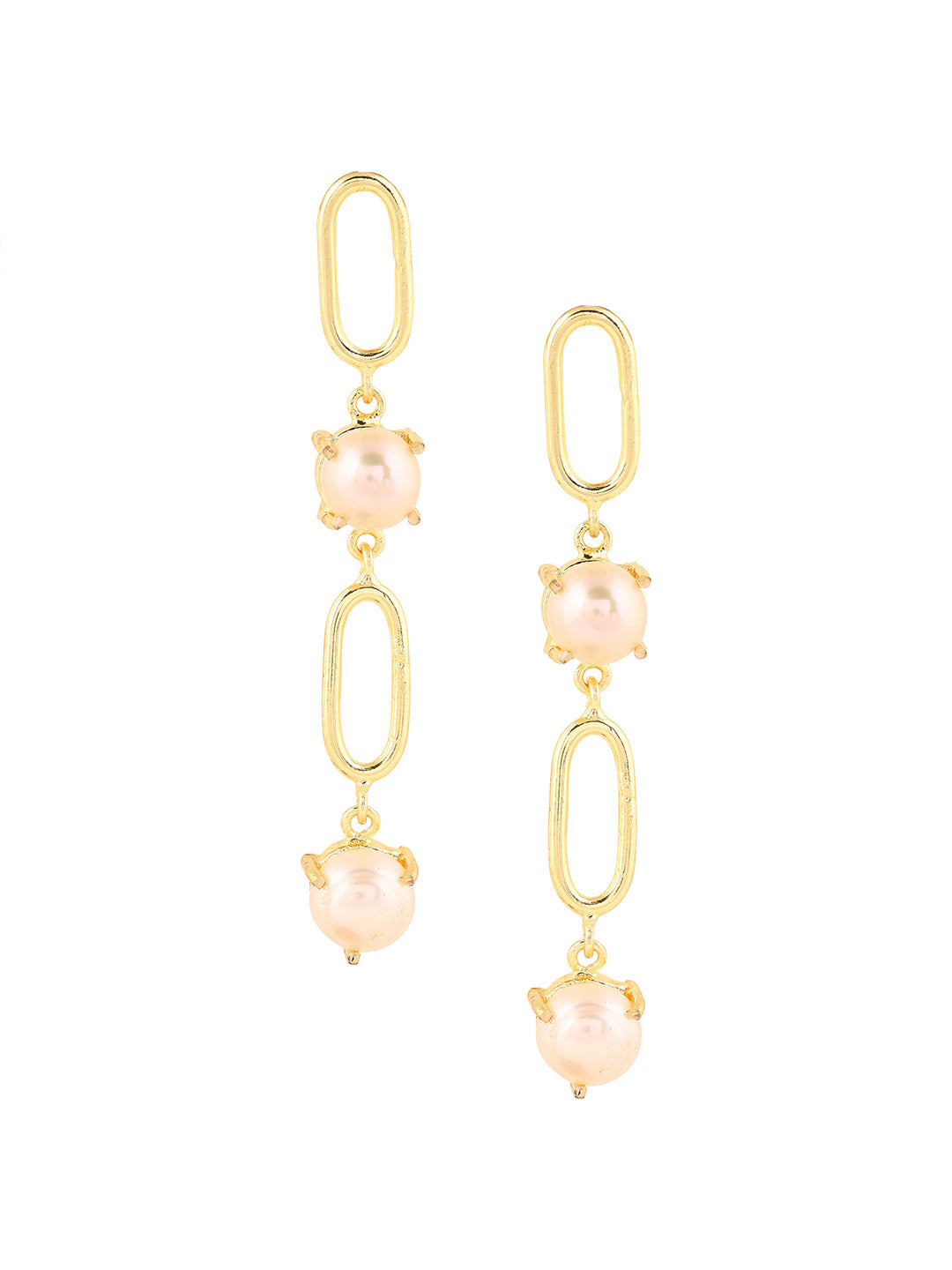 Priyaasi Gold Plated Drop Pearl Earrings