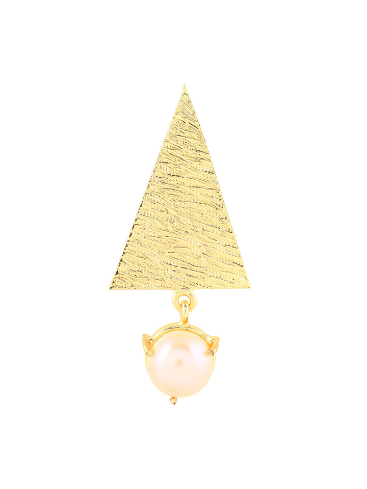 Priyaasi Matte Triangle Shape Gold Plated Pearl Earrings