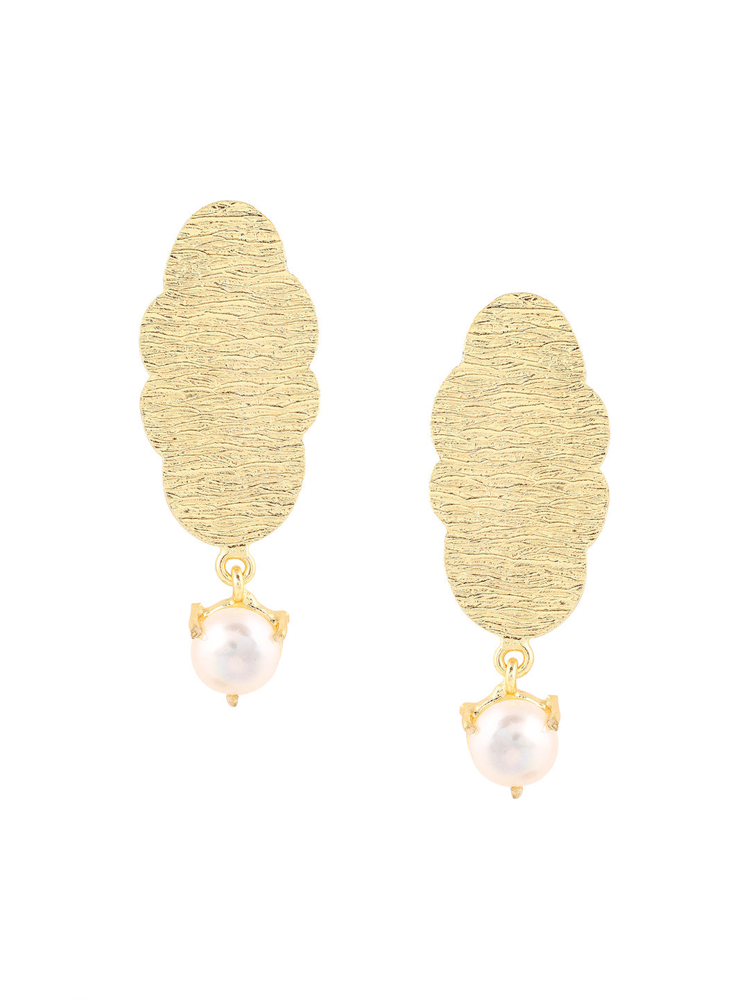 Priyaasi Matte Pearl Gold Plated Drop Earrings