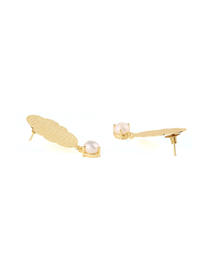 Priyaasi Matte Pearl Gold Plated Drop Earrings