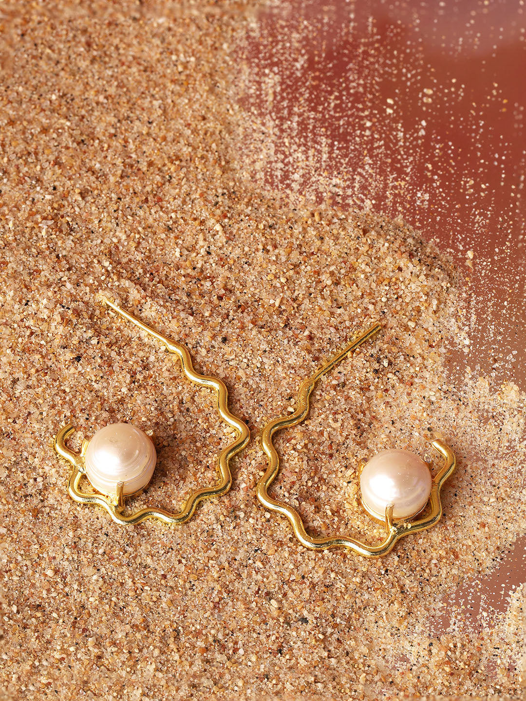 Priyaasi Floral Pearl Gold Plated Hoop Earrings