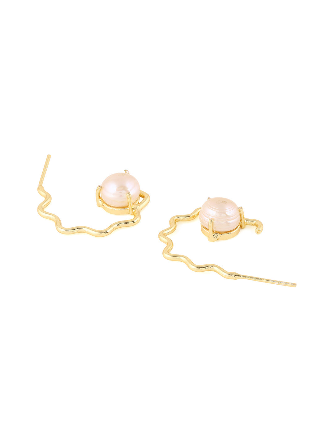 Priyaasi Floral Pearl Gold Plated Hoop Earrings