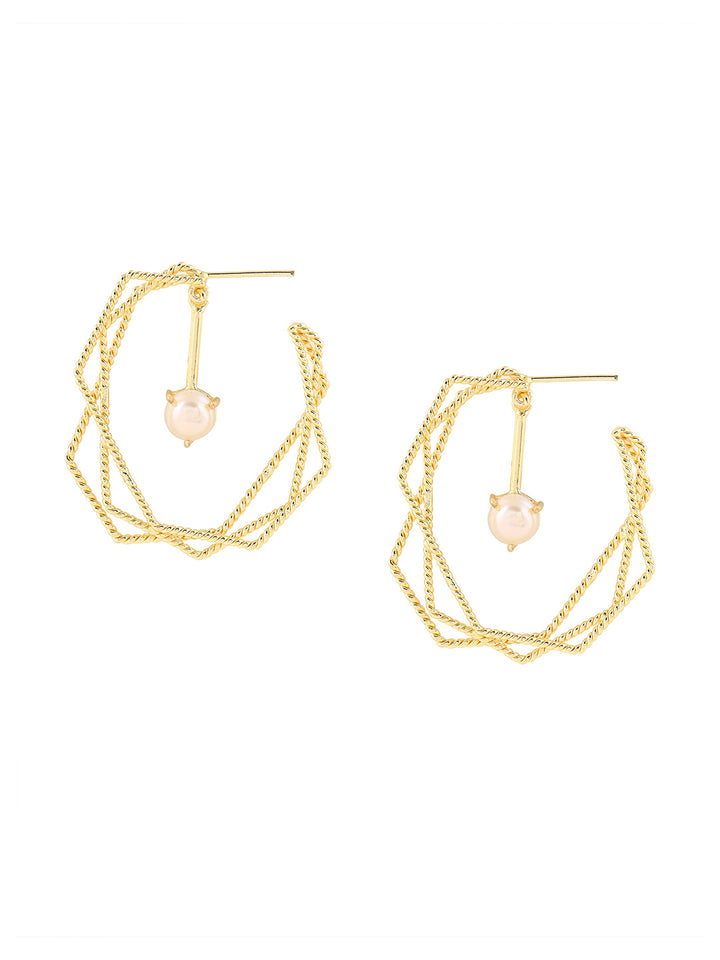 Priyaasi Gold-Plated Geometric Half Hoop Earrings