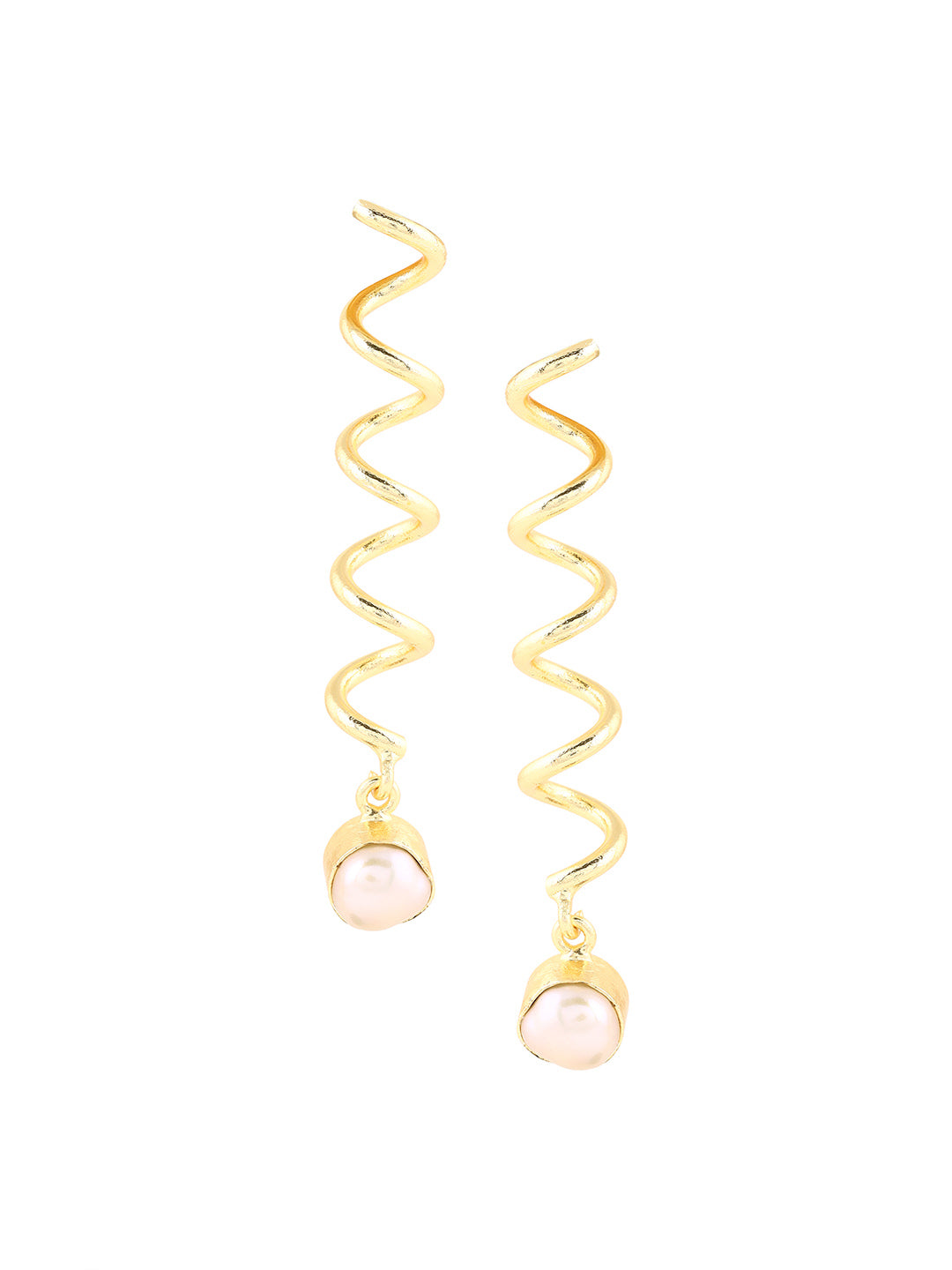 Priyaasi Swirl Shape Gold Plated Pearl Earrings