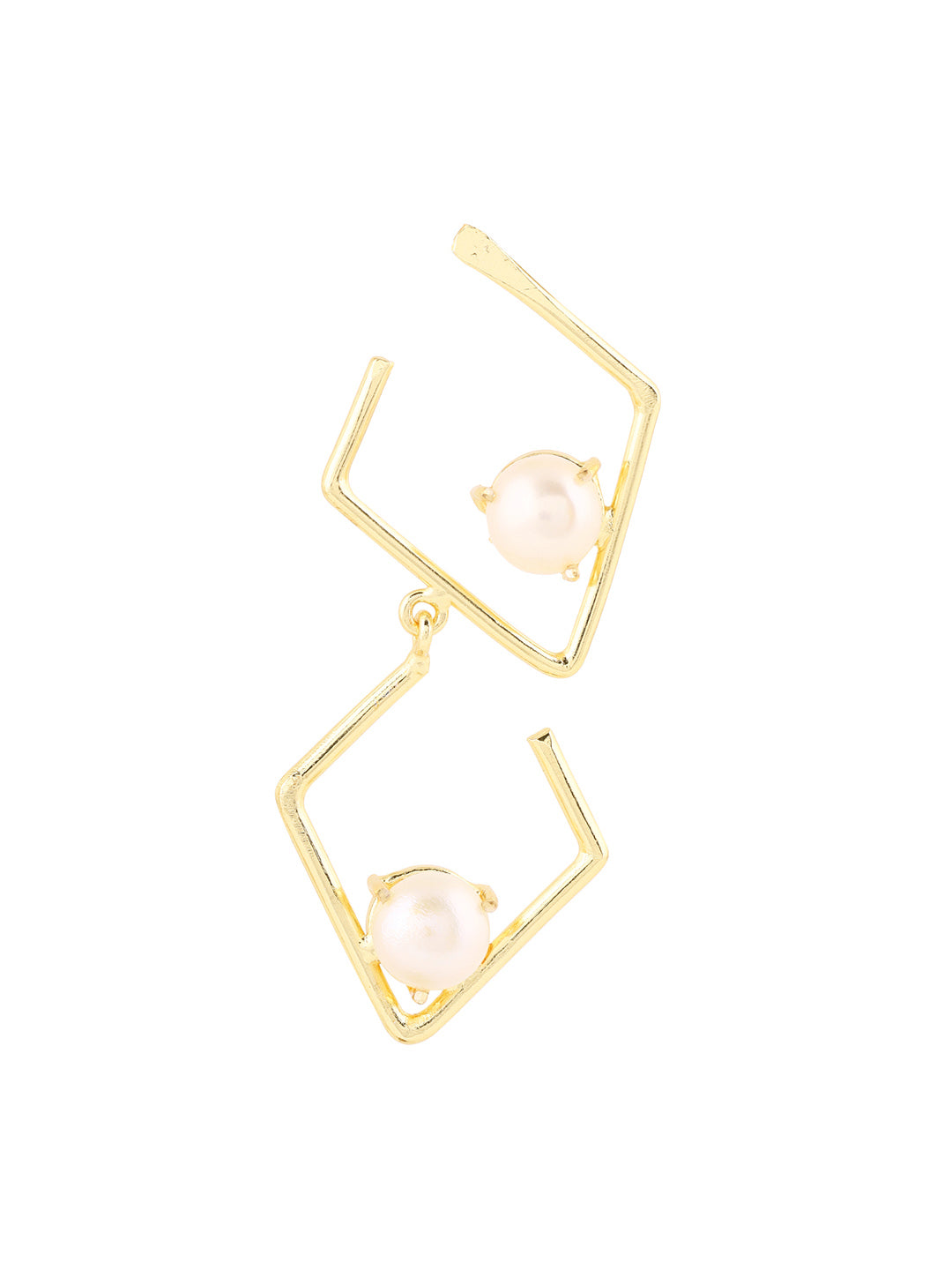 Priyaasi Geometric Shape Pearl Drop Earrings