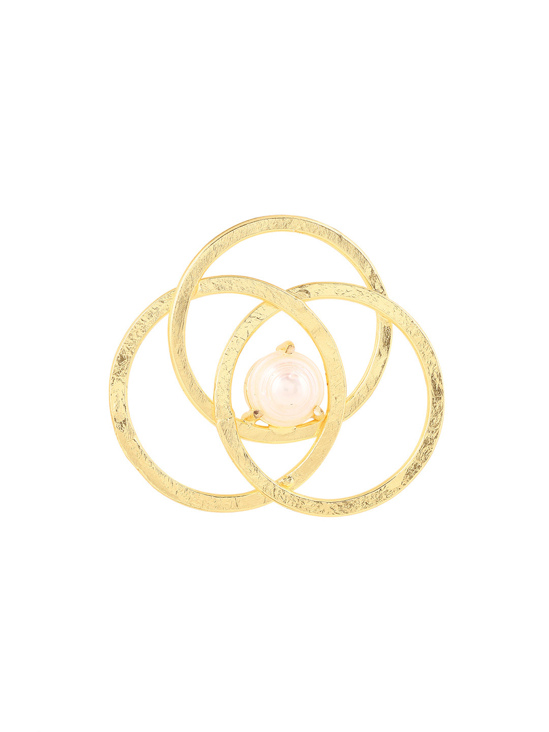 Priyaasi Geometric Circles Gold Plated Pearl Stud Earrings