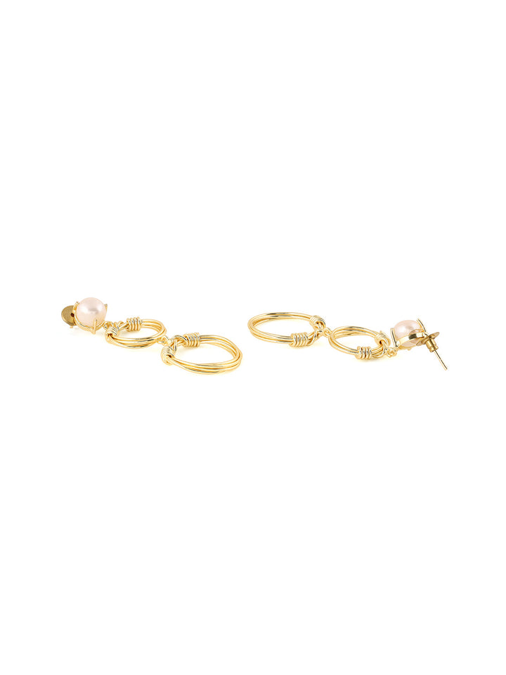 Priyaasi Circle shape Gold Plated Pearl Stud Drop Earrings