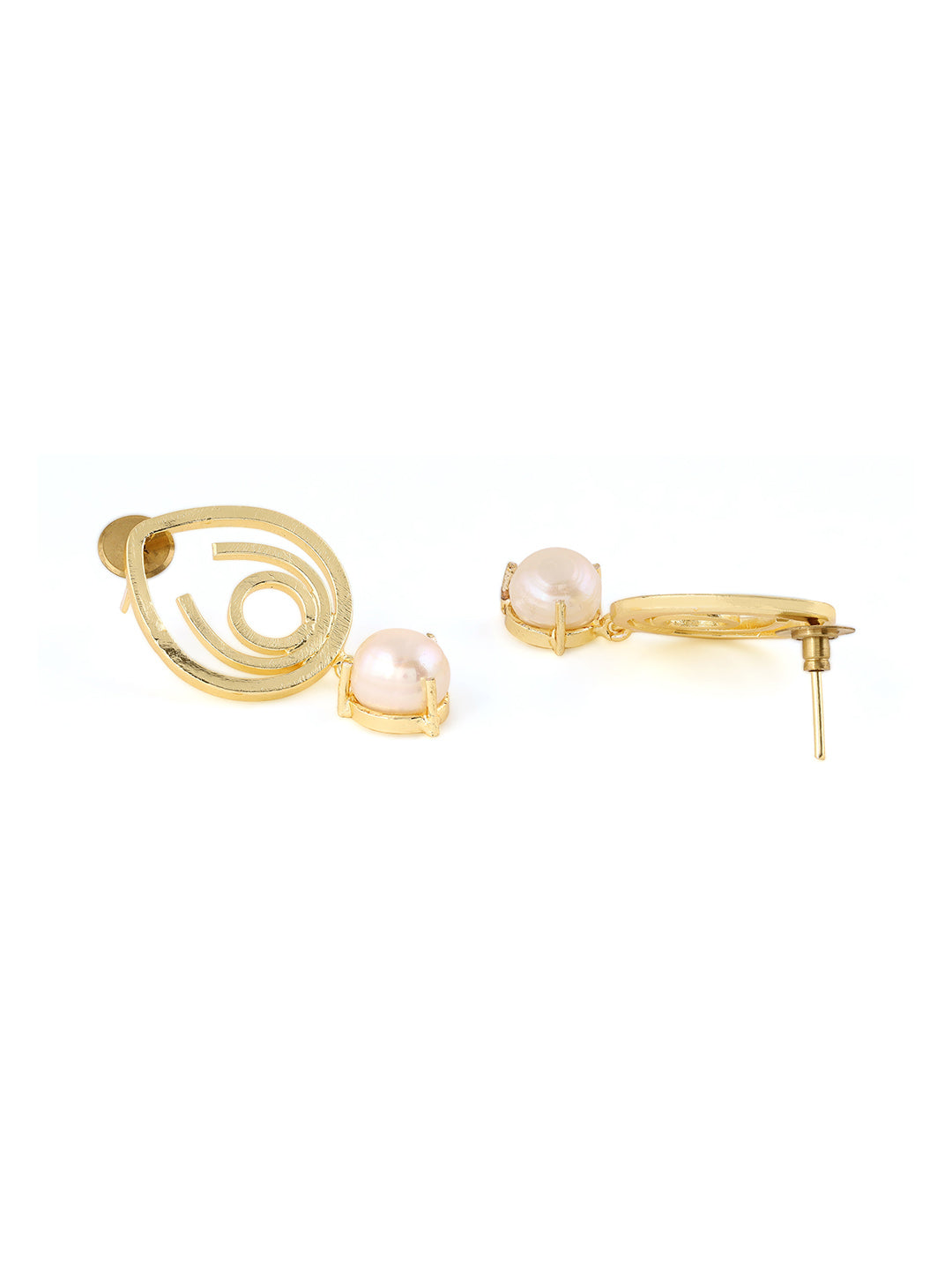 Priyaasi Swirl Pearl Gold Plated Drop Earrings