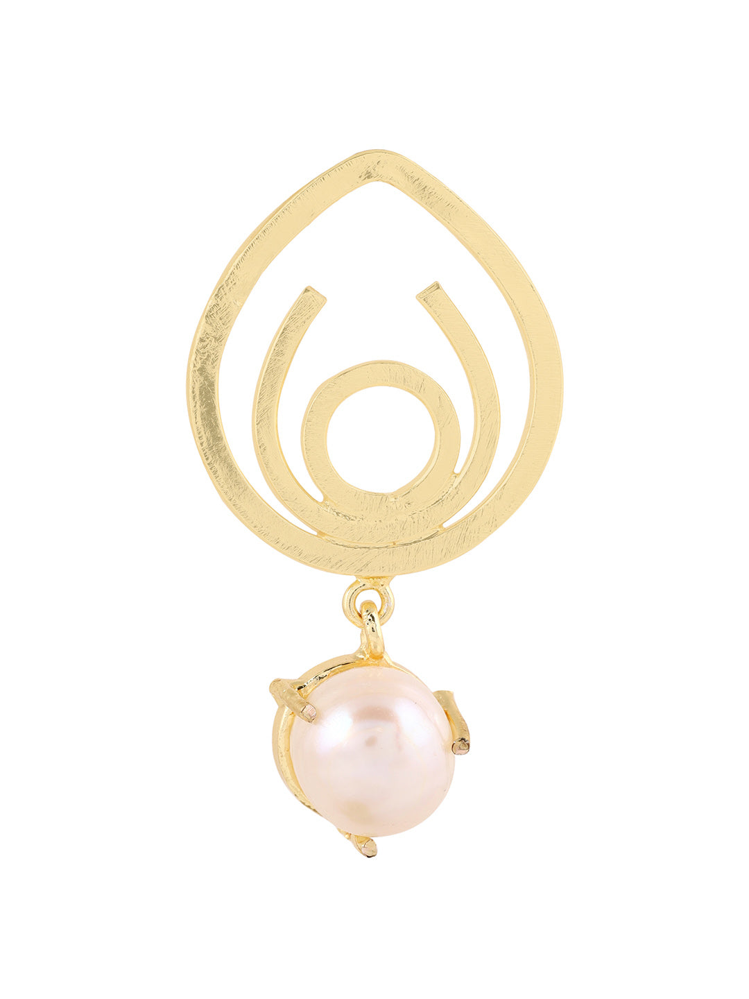 Priyaasi Swirl Pearl Gold Plated Drop Earrings