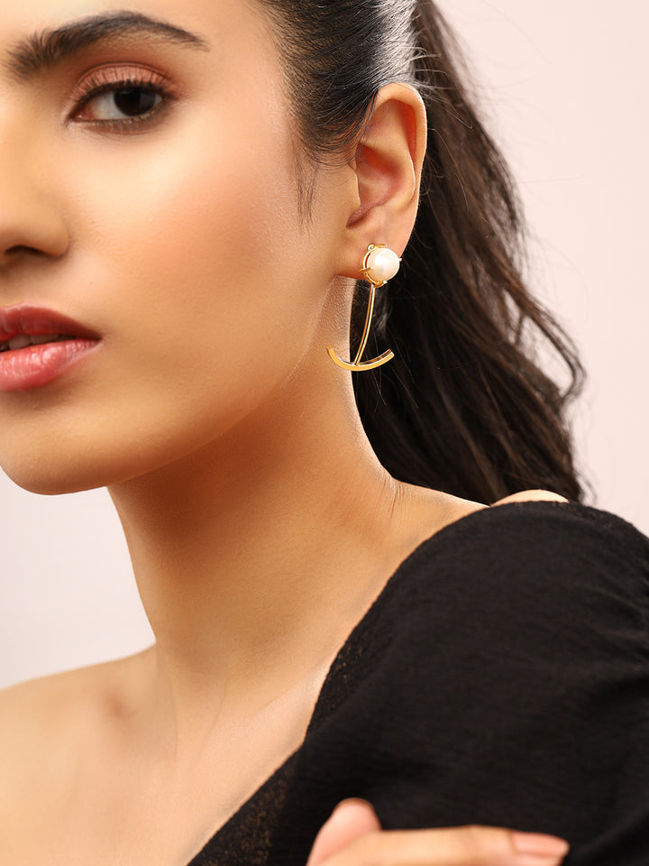 Priyaasi Statement Pearl Gold Plated Earrings