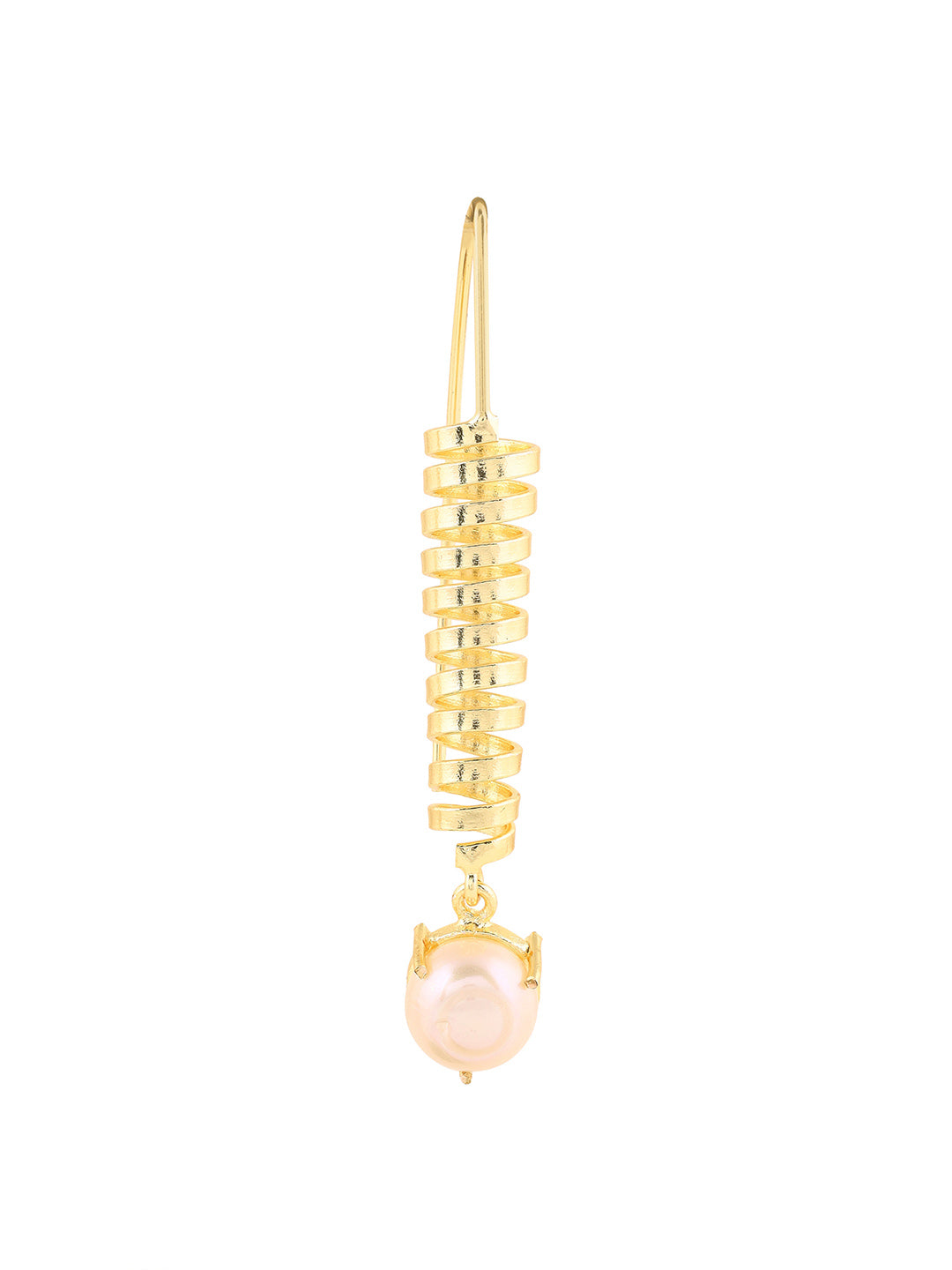 Priyaasi Swirl Pearl Gold Plated Hanging Earrings