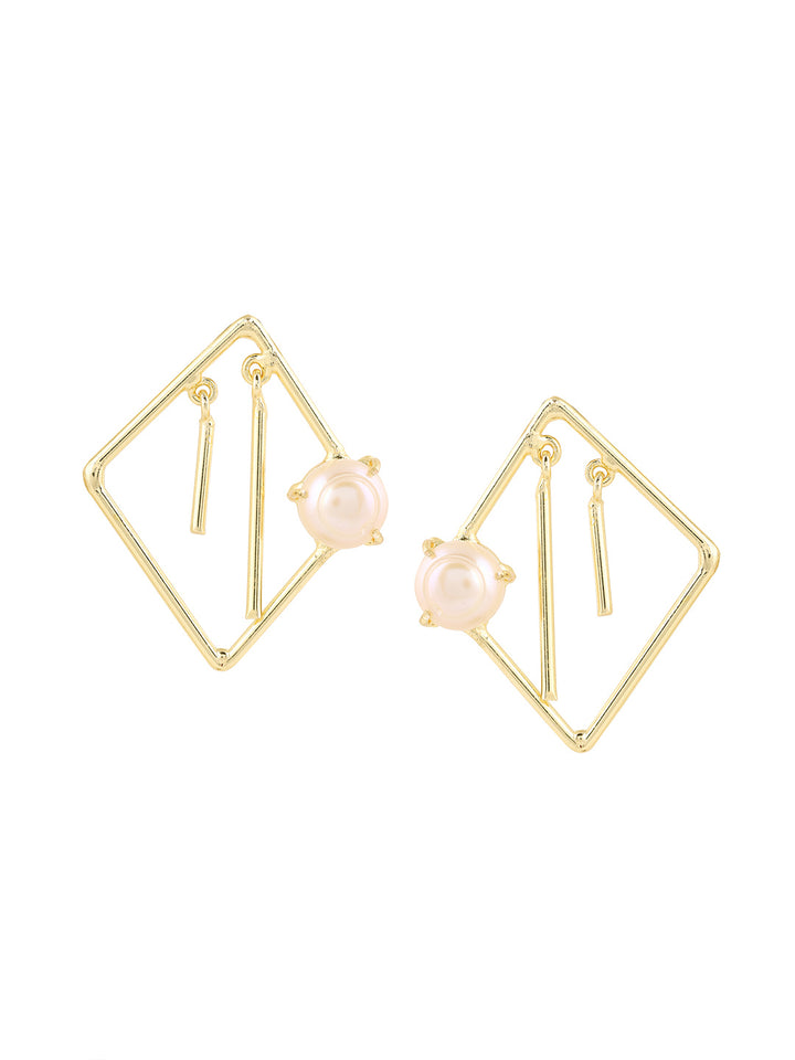 Priyaasi Statement Matte Gold Plated Pearl Earrings