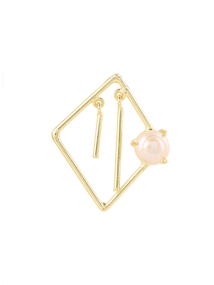 Priyaasi Statement Matte Gold Plated Pearl Earrings