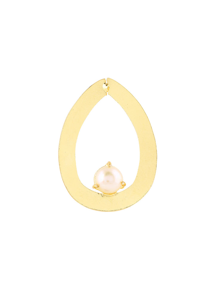 Priyaasi Matte Drop Shaped Pearl Gold Plated Earrings