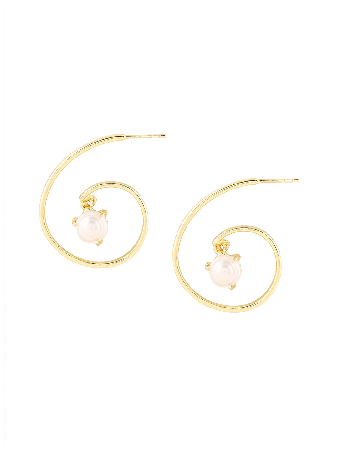 Priyaasi Gold Plated Pearl Hoop Earrings