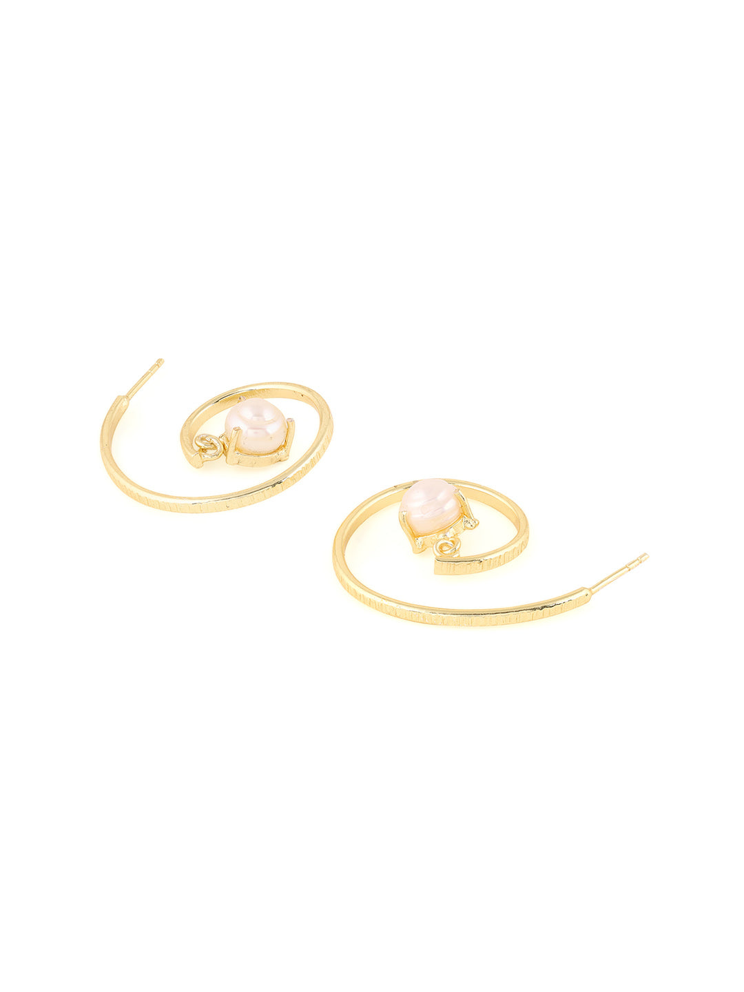 Priyaasi Gold Plated Pearl Hoop Earrings