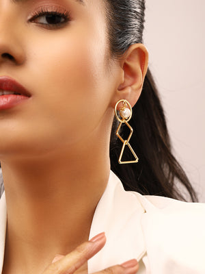 Priyaasi Pearl Geometric Shaped Drop Earrings