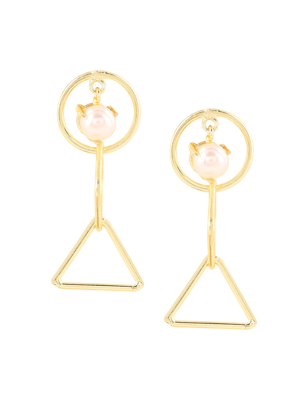 Priyaasi Pearl Geometric Shaped Drop Earrings