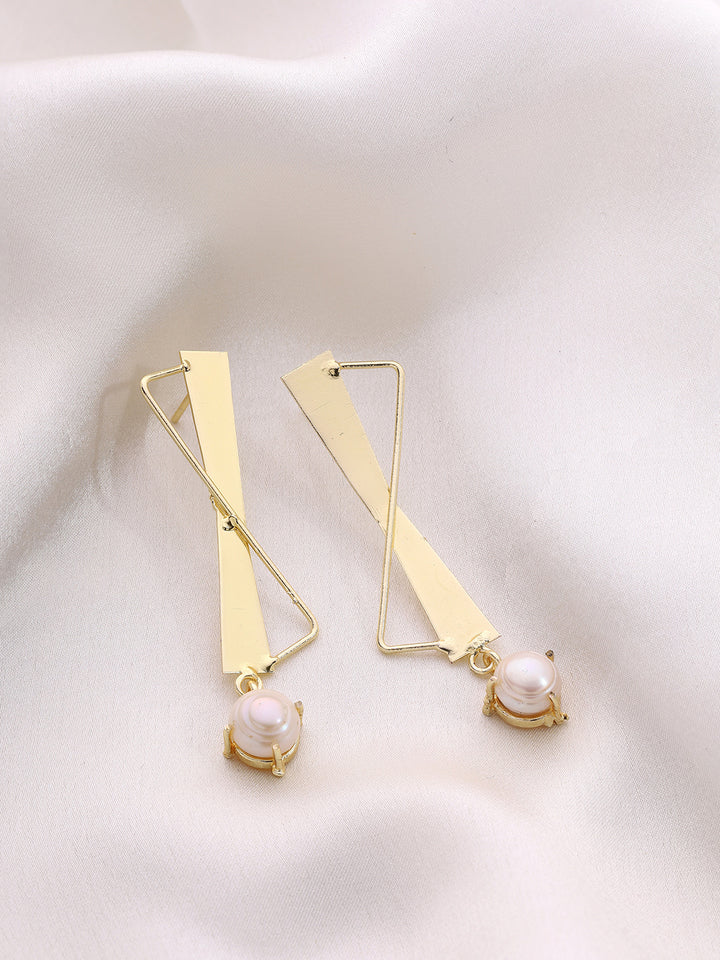 Priyaasi Gold Plated Statement Pearl Hanging Earrings
