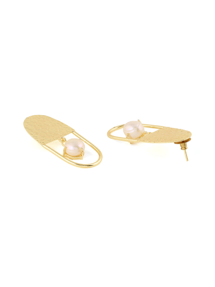 Priyaasi Matte Gold Plated Stud Pearl Earrings