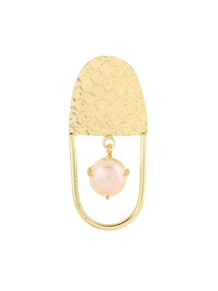 Priyaasi Matte Gold Plated Stud Pearl Earrings