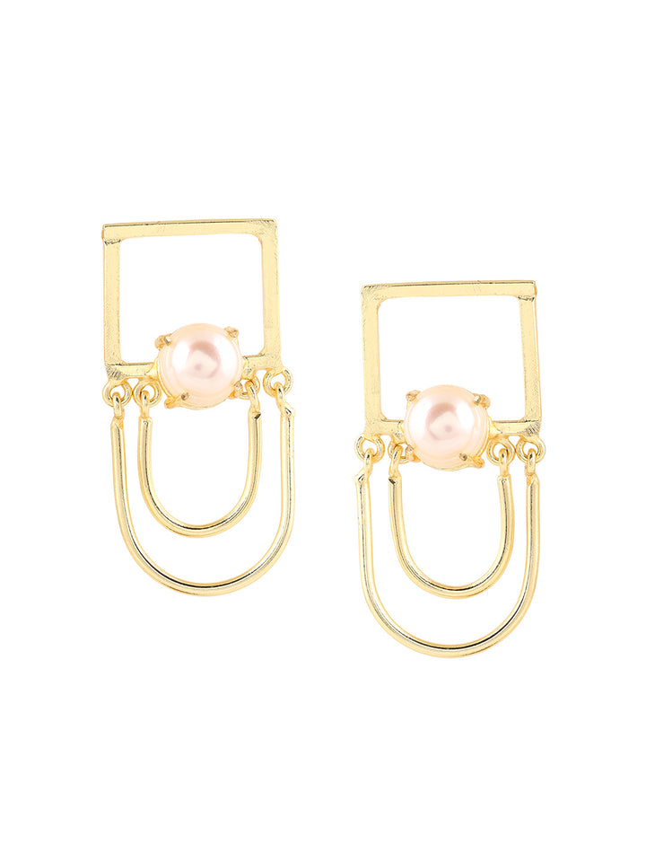 Priyaasi Gold Plated Pearl Stud Drop Earrings