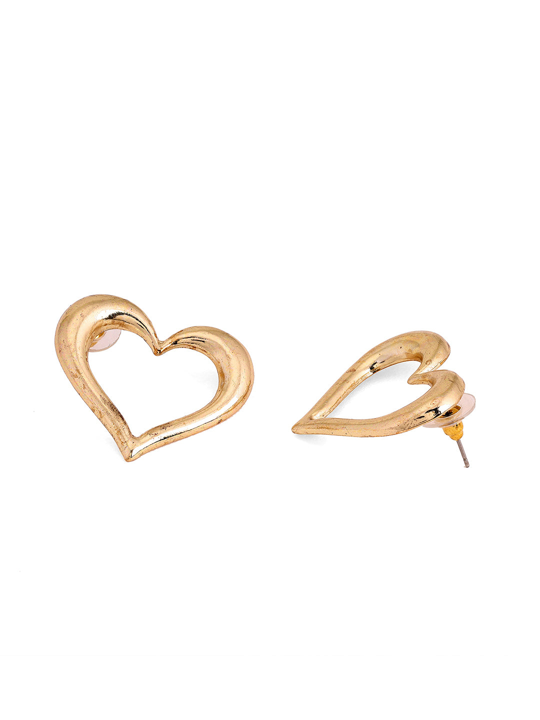 Priyaasi Fashionary Gold Plated Love Shape Stud Earring