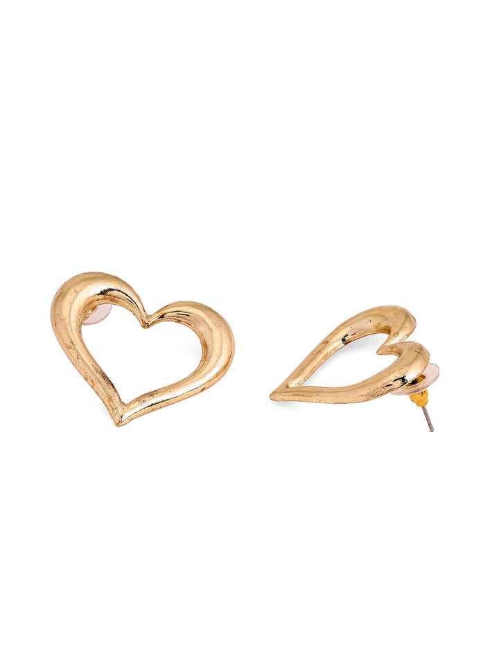 Priyaasi Fashionary Gold Plated Love Shape Stud Earring