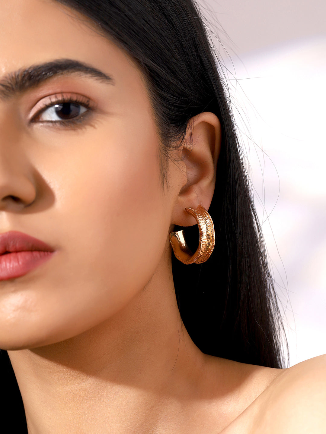 Priyaasi Stylish Wavey Gold Plated Hoops Earrings