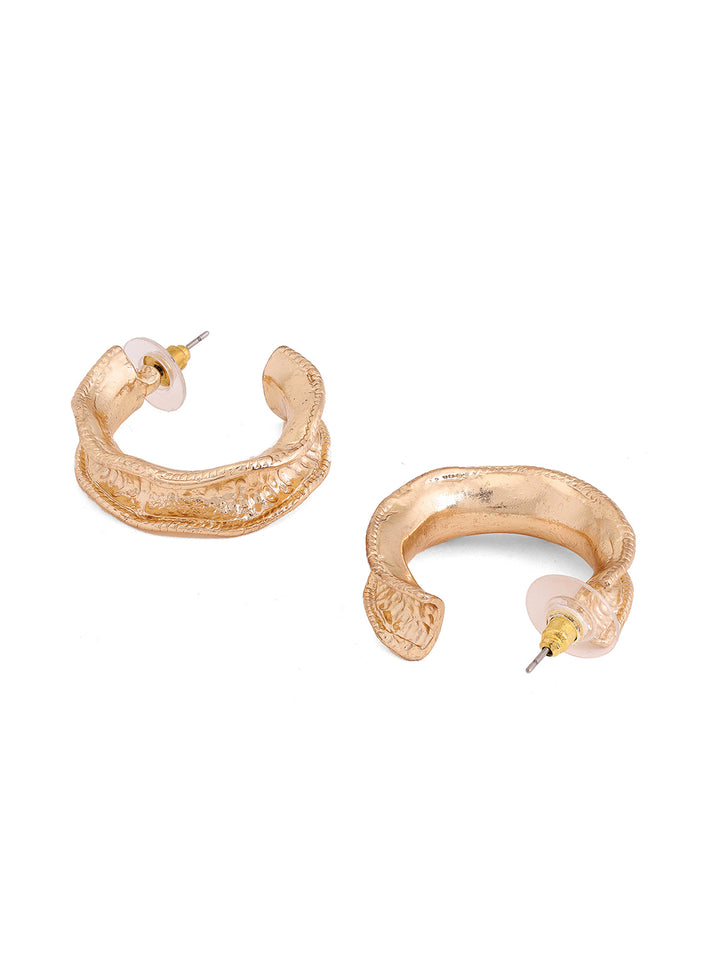 Priyaasi Stylish Wavey Gold Plated Hoops Earrings