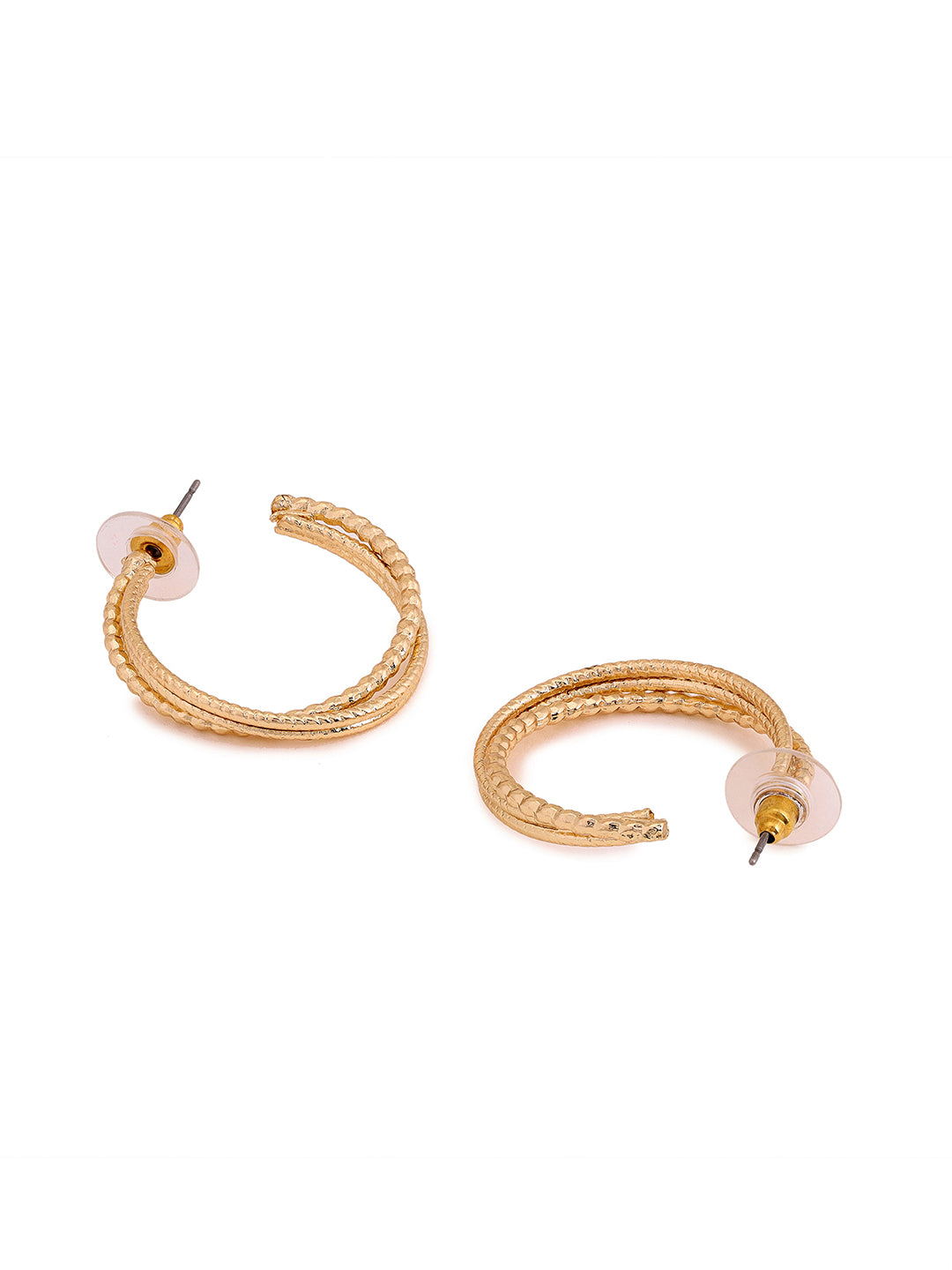 Priyaasi Three Layered Hoops Gold Plated Earrings