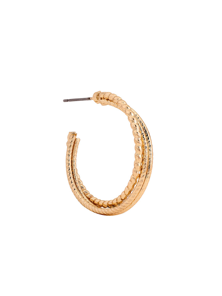 Priyaasi Three Layered Hoops Gold Plated Earrings