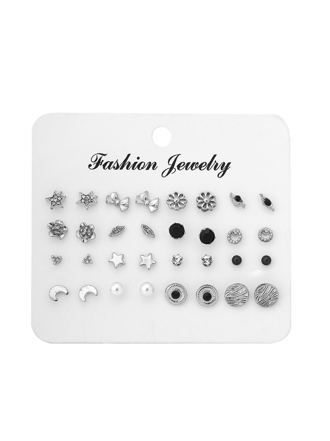 Priyaasi Fashion Silver Combo Stylish Mini Stud Earrings