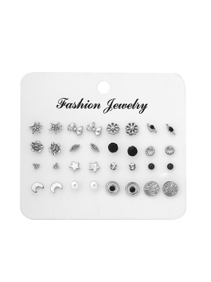 Priyaasi Fashion Silver Combo Stylish Mini Stud Earrings