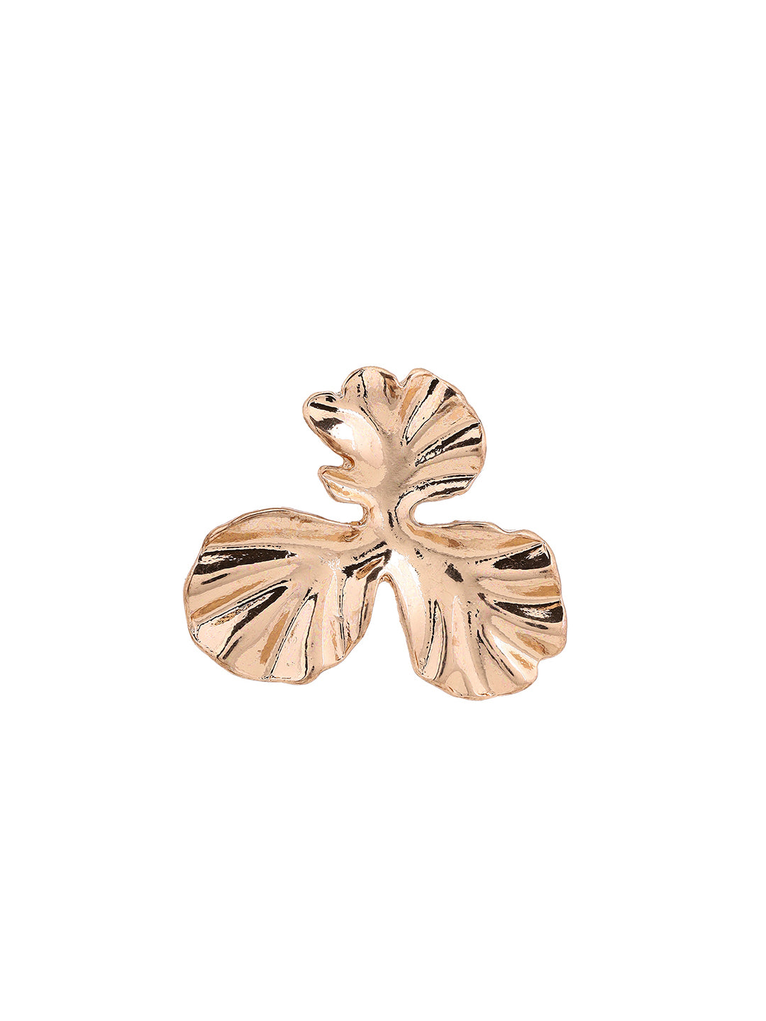 Priyaasi Hammered Floral Chic Gold Plated Stud Earrings